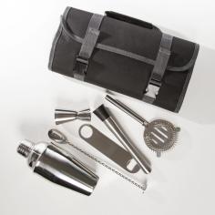 Everything you need to be the mixologer on the road. This travel bar set includes jigger, cocktail shaker, muddler, straner, spoon, and bar blade. Comes wrapped in a water proof polyester bag. Personality: Creative, Do-it Yourselfer, Entertainer, Foodie, Outdoor Adventurer, Professional, Spirtual Soul, Trendy Occasion: Anniversary, Birthday, Christmas, Congratulations, Fall, Father's Day, Holidays, July 4th, Just Because, Kwanzaa, Love & Romance, Memorial Day, Mother's Day, Seasonal, Retirement, Spring, Summer, Thank You, Thinking of You, Valentine's Day, Wedding, Winter Recipient: Boyfriend, Friend, Father, Girlfriend, Husband, Men, Mother, Son, Wife, Women Exact Color: Black