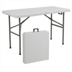 Best Choice products presents this brand new 4ft folding table. This table is great for entertaining. It can be used as a serving table, gane table or outdoor dinning table. It features a polyethylene top with a sturdy tubular steel coated legs and frame. It sets up quickly and provides ample space for guests to sit and eat. It folds easily, it's light-weight and compact to fit under a bed or in a large closet. Leg height is adjustable among 20- 29 with rubber footing to protect floor surfaces from damage. We purchase our products directly from the manufacturer, so you know you're getting the best prices available. -NEW PRODUCT WITH FACTORY PACKAGING (not used or refurbished). -FEATURES: Granite off-white color. -Durable, green environmental and recycled material HDPE. -Construction Quality, High-density polyethylene (HDPE) lightweight blow-molded plastic. -Light-weight, easy to move and store. -Gray Powder Coated Wishbone legs. -Heavy duty 25-gauge steel legs. -Table surface is slightly textured to avoid scratching, but smooth enough to write on. -Easy to clean - just use a mild soap and a soft-bristled brush; for tough stains, use a mild abrasive such as Soft Scrub. -Water proof, resist acid, alkali and high temperature. Very long service life for several years. -Can withstand 212F. -Gravity slide lock for extra stability. -Can apply to many field for indoor, outdoor, commercial and entertainment use, such as home, office, restaurant, hotel, church, party, wedding and so on. -SPECIFICATIONS: Overall Dimensions: 48(L) x24(W) x 20-29(H). -Tabletop size: 48"(L) x 24"(W). -Tabletop thick: 1.75". -Folded size: 24" x 24 x 3.5. -Seating capacity: 6. -Weight capacity: 1,500 lbs. evenly distributed. -PLEASE NOTE: Our digital images are as accurate as possible. However, different monitors may cause colors to vary slightly. -Some of our items are handcrafted and/or hand finished. Color can vary and slight imperfections are normal for metal as