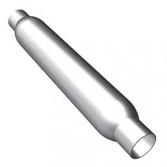 Muffler Glass Pack Muffler Glass Pack Muffler; 3.5 in. Round; 2.25 in. In/Out; Body L-18 in.; Overall L-22 in.; Center/Center; Core Size-2.25 in.; FEATURES: Aluminized Body Straight Through Perforated Core Provides Internal Longevity Provides The Classic MagnaFlow Sound Limited Warranty MagnaFlow Performance Exhaust got its start as a natural extension of Car Sound Exhaust Systems, Inc, our parent company, that specializes in superior catalytic converter technology. Car Sound Exhaust Systems, Inc. has spent 25 years earning a reputation as a market leader around the world. Today, we at Car Sound/MagnaFlow are extremely proud of this and stake our 25 years of experience and reputation on each and every one of our products. Each new product we develop is personally evaluated by me and tested by our team of designers and engineers, then field tested to ensure that these products meet our stringent quality and performance standards. On May 18, 2000 Car Sound/MagnaFlow Performance Exhaust was awarded the ISO-9001 certificate. ISO-9001 is an international quality standard created by the International Organization for Standardization to define quality management and manufacturing systems. It has 20 specific design, material, and process requirements that help MagnaFlow/Car Sound ensure customer satisfaction with our products and services. ISO-9001 certified companies are re-audited every six months to ensure that quality standards are maintained. Together, we stand united in our passion to deliver the best performing, most durable and capable exhaust components in the world. As we go forward, you'll slowly start to witness a change as we segue fully into the MagnaFlow Performance Exhaust brand identity, a name that has achieved global recognition. This change will simply help people from both sides of our business understand that high quality and high performance is part of our mantra and. it's in our name.