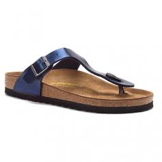Express your fashion sensibility with the Birkenstock Gizeh Birko-Flor sandal. The synthetic upper of this women's casual sandal is crafted in a carefree thong. Cork and latex assure shock-absorbing abilities; the cushioning, punched EVA sole can be replaced. The contoured footbed of the Birkenstock Gizeh Birko-Flor sandal creates a natural walking motion for your leisurely ventures.