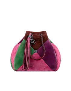 Drawstring handbag, suede calfskin & lambskin-pink & multicolour - CHANEL