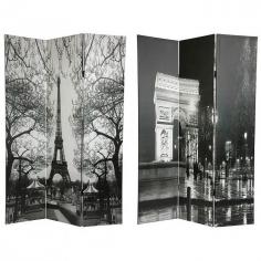 Oriental Furniture 2-Sided, 3-Panel Paris Room Divider Make an impression by drawing a line that gives your room that je ne sais quois. This room divider shows bold, black-and-white photographs of iconic Paris architecture, the Arc de Triomphe and the Eiffel tower, framed in winter tree limbs. Adorn your living room, bedroom, dining room, home office or business with these lovely interior design elements. What You Get Room divider