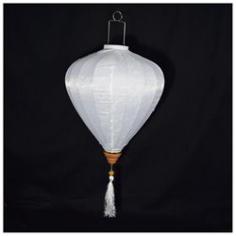 This is our new Vietnamese Silk Lantern for 2016! Made from 100% Brocade silk fabric with Jacquard weave designs stretched over a high-quality metal frame with a matching tassel below. PaperLanternStore's new premier Garlic Umbrella Shaped Silk Lanterns are inspired by Vietnamese artisans and is meant to bring good fortune to you, your family, and your business. Expands like an umbrella in less than a minute and will be ready to hang and look amazing for any stage, event venue or New Year celebration. These beautiful Vietnamese lanterns, which are sometimes referred to Chinese Lanterns, are available in 3 colors and 5 sizes ranging from 12 Inches x 14.5 inches long (w/o tassel) all the way up to 28 Inches x 30.25 inches long (w/o tassel). This highly visible silk lantern is perfect for displaying indoors or outdoors in any party, wedding, hotel, or nightclub. Product Dimensions: Main Lantern Width: 12 Inches. Main Lantern Length: 14.5 Inches. Handle Length: 4.25 Inches. Tassel Length: 7 Inches. Overall Dimensions (Inches, Width x Length): 12 W 25.75 L. Color: White. Shape: Garlic.