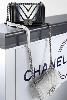 Small Boy CHANEL flap bag, lizard-black & white - CHANEL