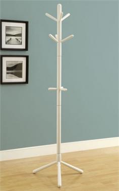 Contemporary style, 3-tier coat rack. Made of durable solid wood. Lustrous white finish. Features 9 hooks to hang your coats and hats. Sturdy tripod-shaped base provides a better stability. Requires some simple assembly. Dimensions: 15.5L x 15.5W x 69.25H in. About Monarch SpecialtiesWilbur Berger established Monarch Glass in 1950 on Rachel Street in Montreal, providing quality custom mirror and glasswork for both retail stores and the home. Understanding that there was more business with glass, Monarch started manufacturing and then diversified to importing mirrors and frames. Currently, the company is centered in Quebec, where it is a leader among furniture importers and distributors, focusing on fashion forward designs and impeccable customer service.