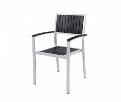 SOUR1109: Features: -Extra thick 2mm rustproof powder coated aluminum chairs are very durable and stackable. -Dura wood (synthetic wood) has been through rigorous laboratory testing including 3000 hours of direct UV exposure. -Designed to commercial specifications for resorts, hotels and the discerning homeowner. -Ideal for indoor or outdoor patios, restaurants, cafes, weddings or for any gathering. -Cypress collection. Style: -Contemporary. Finish: -Powder Coated Aluminum (Silver). Secondary Frame Material: -Wood. Dimensions: Overall Height - Top to Bottom: -35. Overall Width - Side to Side: -22. Overall Depth - Front to Back: -22.