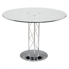 Shop for Dining Tables from DiningTables.com! With a modern, architectural style, the Trave Round Glass Dining Table makes a striking centerpiece for your dining room. Featuring a steel base in your choice of finish and a clear, tempered glass top with a polished edge, this table comes in your choice of size to fit your space. Assembly is easy, with detailed instructions included. Dimensions: Small: 42 diam. x 30H inches Large: 48L x 42W x 30H inches About Euro StyleEuro Style is more than a brand name. It's a complete design approach for furnishing the living room, dining room, kitchen, and office. Most Euro Style furniture can be assembled in under fifteen minutes. Some can be assembled in under five minutes. Assembly instructions and the few tools you might need come inside the carton. Today, there are hundreds of Euro Style products, with new ones arriving every month. You'll discover Euro Style offers the right design at the right price.