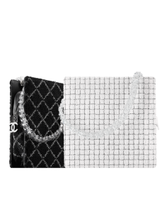 Small zipped tote, tweed & plexiglas-black & white - CHANEL