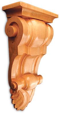 These Fluted Corbels by White River feature three vertical flutes with a feathered design on the base. Hand-carved from Lindenwood, the corbels are available in Large, Medium and Small sizes that are perfect for adding decorative accents to cabinetry, furniture skirts, mantels, pilasters, range hoods and other architectural elements. The corbels come unfinished and can be stained, painted or glazed in any finish to coordinate with your home decor.