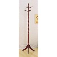 Two-tiered coat rack Cherry wood finish6 hooks Solid wood construction Keeps your entryway clutter free Twisted style post and round final top Sturdy curved feet An easy to way to organize coats and jackets Dimensions: 19.50L x 19.50W x 72H inches. About Monarch Specialties Wilbur Berger established Monarch Glass in 1950 on Rachel Street in Montreal providing quality custom mirror and glasswork for both retail stores and the home. Understanding that there was more business with glass Monarch started manufacturing and then diversified to importing mirrors and frames. Currently the company is centered in Quebec where it is a leader among furniture importers and distributors focusing on fashion forward designs and impeccable customer service.