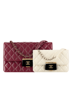 flap bag, sheepskin & plexiglas-burgundy - CHANEL