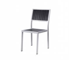 SOUR1108: Features: -Extra thick 2mm rustproof powder coated auminum chairs are very durable and stackable. -Dura wood (synthetic wood) has been through rigorous laboratory testing including 3000 hours of direct UV exposure. -Designed to commercial specifications for resorts, hotels and the discerning homeowner. -Ideal for indoor or outdoor patios, restaurants, cafes, weddings or for any gathering. -Cypress collection. Style: -Contemporary. Finish: -Powder Coated Aluminum (Silver). Secondary Frame Material: -Wood. Dimensions: Overall Height - Top to Bottom: -35. Overall Width - Side to Side: -22. Overall Depth - Front to Back: -22.