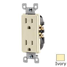 Part Number: (S01-T5325I) Recep Decor15A Tr Iv from (Leviton). Heavy-duty residential tamper resistant receptacle. Shutter mechanism inside blocks access to the contacts unless a two-prong plug is inserted, helping ensure hairpins, keys and more will be locked out. Meets the NEC requirement. Decora? design. Offers long, trouble free service life. Applications include new renovated single and multi-family housing, schools, libraries, and childcare facilities. Limited two year warranty. Ivory. 15A-125V. Technical Details: Length: 7 in -Height: 4 in -Depth: 2 in -Weight: 0.15 lb