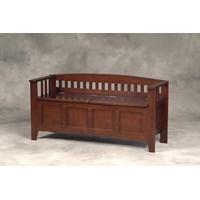 Dimensions: 50L x 17W x 25.25H inches. Interior Storage: 44.5L x 15W x 10.5H inches. Crafted from sturdy rubberwood. Elegant walnut finish. Split-side storage for convenience. Traditional style with slatted back. Spring hinges keep seats upright when open. Perfect for hallway or entryway. Graceful and elegant the Hunter Storage Bench - Walnut has incredible versatility and character allowing you to place this bench anywhere in your home. A convenient split seat allows you to access the inside storage compartment even if someone is sitting on the other side of the bench. This inside compartment is one single storage space measuring 44.5L x 15W x 10.5H inches. Only the seat is split into two sides. You have maximum storage space for sweaters magazines blankets and more! Spring hinges allow the seats to stay upright when open. The walnut wood finish promises sophistication that is sure to impress. This bench has a 200-pound weight capacity but it's not recommended to keep it at capacity for extended periods of time. This storage bench is made of Rubberwood a tropical hardwood descending from the Maple family and native to Thailand. It is a dense grain wood that is commonly used in furniture manufacturing due to its versatility and durability. Eco-friendly its wood is only used after the tree has stopped its latex-producing cycle and the tree has died thus there is no need to harvest live trees. About Linon Home DecorLinon Home Decor Products has established a reputation in the market for providing the best trend-right products at the right price while offering excellent quality style and functional furnishings to every room in the home. Linon offers a broad selection of furnishings for today's discriminating and demanding retail environments. They offer outstanding values for every room; a total commitment of quality service and value that is unsurpassed in their industry. Keep items where they are safe but out of sight with this storage bench. The charming bench is ideal for indoor spaces and it provides additional seating while protecting extra items like blankets or supplies. The bench has a beautiful walnut finish that looks elegant in any setting and the spring hinges make it easy to keep the seat upright when you're looking for something inside. The split seat is perfect for times when you want to get inside but have someone sitting on the other side.