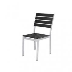 Features- These Extra thick 2mm- Rustproof Powder Coated Aluminum chairs are very durable and stackable- Dura Wood Synthetic Wood has been through rigorous laboratory testing including 3000 hours of direct UV exposure- Designed to commercial specifications for resorts, hotels and the discerning homeowner- They are manufactured for commercial use in high traffic areas- Ideal for indoor or outdoor patios, restaurants, cafes, weddings or for any gathering- Vienna Side Chair- Frame - Aluminum- Seat Back - Dura Wood, Aluminum Slats- Color - Espresso- Dimensions - 18 in- x 22 in- x 35 in- SKU: SRCT102