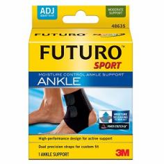 Support Your Active Life&Reg; Dual Precision Straps For Custom Fit Anatomical Treatment For Odor Control Breathable, Moisture-Wicking Polartec&Reg; Power Stretch-Rx&Reg; Material For Achilles Tendon Comfort Dual Precision Straps Lift And Support Arch Of Foot Strong, Durable Materials Help Provide Stability This Futuro Sport&Reg; Moisture Control Ankle Support Helps Provide Support To Stiff, Weak, Or Injured Ankles. A Unique Combination Of Neoprene-Blend And Polartec&Reg; Power Stretch-Rx&Reg; Materials Helps Keep The Ankle Warm And Limber While Releasing Excess Heat And Moisture. Wear During Sports Or Other Vigorous Activities. Developed In Collaboration With A Panel Of Physicians, Surgeons And Medical Specialists. Size - For Left Or Right Ankle, Measure Around Ankle, Just Above The Bone. Adjust To Fit 7 - 10.5 In. 17.8 - 26.7cm Futuro Guarantees Its Products To Be Of The Highest Quality. If You Should Receive A Defective Product, Please Wash And Return It For Replacement Or Full Replacement Value. Futuro Offers A Wide Range Of High Quality Products. Each Is Designed To Offer Optimal Support, Comfort And Fit. Made In Usa For More Information, Visit Our Website At Futuro.Com