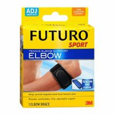 Futuro&Reg; Sport Tennis Elbow Support: Helps Provide Targeted Relief From Forearm Pain. Provides Comfortable, Firm, Adjustable Support. Tendon Pad&trade; Cushion Support Your Active Life&trade;. Futuro Offers A Wide Range Of High Quality Products. Each Is Designed To Offer Optimal Support, Comfort And Fit. Developed In Collaboration With A Panel Of Physicians, Surgeons, And Medical Specialists. Tendon Pad&trade; Places Gentle, Targeted Pressure On Elbow Tendons And Muscles To Help Provide Relief. Moisture Releasing Material For Comfort. Adjustable Velcro&Reg; Brand Fastener For Custom Fit Size: For Left Or Right Arm, This Support Has Been Designed To Create A Customized Fit For Most Body Types. Measure Around Forearm Below Elbow. Adjust To Fit 7.0 - 14.0 In 17.8 - 35.6cm. Futuro Guarantees Its Products To Be Of The Highest Quality. If You Should Receive A Defective Product, Please Wash And Return It For Replacement Or Full Replacement Value. Made In U.S.A.