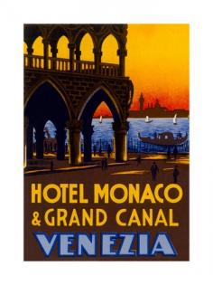 Found Image Press Hotel Monaco and Grand Canal, Venezia, Travel Poster - Giclee Print