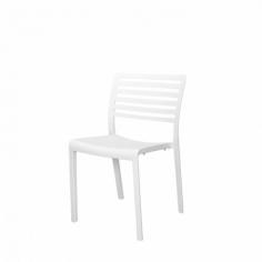 Features < Lightweight side chair designed for use in commercial or high traffic areas Durable for use at restaurants resorts hotels or weddings Constructed of injection molded resin For indoor & #47&#59;outdoor use Stacks 6 high Marcay Side Chair Frame - Polypropylene Color - White Dimensions - 17 in. x 18 in. x 31 in.