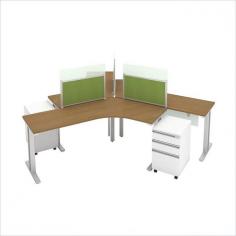 BBF - Computer Desks - MOM063MC - Contemporary open architecture design fosters teamwork. BBF Momentum enables, supports and inspires creativity. It's modular furniture in step with today's evolving office environments. Dogleg Right Desk 3-Person Configuration has three, 3-drawer Mobile Pedestals (B/B/F) that bring teams together. Adaptable to any office size, it's long on style and modest and easily reconfigurable. Dog Leg Right Work Surface offers ample space to spare. Mobile Pedestal has two Ã&frac14; extension box drawers for miscellaneous personal or office supplies. File drawer accepts both legal- letter- or A4-size files. Freestanding rectangular leg kit, with durable metallic silver powder coated paint finish, lets Work Surfaces stand alone and matches height of all Momentum desks or work surfaces for almost limitless configurations. Sturdy, durable welded steel construction lasts for years. Adjustable levelers compensate for uneven floors. Includes all hardware and an assembly tool Durable Thermally Fused Laminatefinish on all work surfaces resists stains and scratches. Includes BBF Limited Life Time warranty. Constructed of 100% thermally fused laminate for durability and superior resistance to scratches and stains Bundle includes: (3) -Dog Leg Right Desks with (3) 3-Drawer Mobile PedestalsFeatures 6 box drawers utilizing 3/4 extension slides and 3 file drawers on full extension slides. File Drawers accommodate letter or legal size files, single front face lock secures all drawers Mobile pedestal comes with two locking casters and two swivel casters Adjustable levelers to compensate for uneven floors Meets ANSI/BIFMA standards for safety and performance in place at time of manufacture Commercial quality backed by Limited Lifetime WarrantyAmerican Made