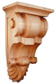 These Fluted Corbels by White River feature three vertical flutes with a feathered design on the base. Hand-carved from Lindenwood, the corbels are available in Large, Medium and Small sizes that are perfect for adding decorative accents to cabinetry, furniture skirts, mantels, pilasters, range hoods and other architectural elements. The corbels come unfinished and can be stained, painted or glazed in any finish to coordinate with your home decor.