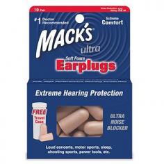 No More Unwanted Noises For the times when you can't bear the intolerable sounds of loud concerts, motor or shooting sports or any other undesirable sounds, use Mack's SafeSound Ultra Foam Earplugs. High decibel noises and hazardous sounds can harm your hearing system, so these plugs can be a great noise blocker. The extraordinary features of these earplugs can give ultimate relief from noise commotion. Ultra noise reduction Easy to use Comfortable fit Mack's SafeSound Ultra Foam Earplugs are made from state-of-art low pressure foam that's skinned and tapered. It has pleasing colors too. Just For You: Adults A Closer Look: Mack's SafeSound Ultra Foam Earplugs are made with a high quality material and design that gives noise reduction rating (NRR) of 32 decibels. Warning: Keep away from infants and small children. These earplugs are nontoxic, but may interfere with breathing if caught in windpipe, which could lead to serious injury or death.