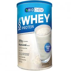 Country Life - Biochem 100% Whey Protein Powder Natural - 12.3 oz. (350g) Biochem's 100% Whey Protein contains 100% pure Ultra-Filtered/Micro-Filtered (UF/MF) Whey Protein Isolate, the finest quality and most easily assimilated whey protein isolate on the market. The Micro-Filtration method isolates the natural whey proteins in a highly concentrated form without fat. This process leaves 99% of the peptides undamaged and undenatured. Biochem's 100% Whey Protein is free of artificial hormones including rBST and rBGH. 100% Whey Protein is rich in the highly bioactive fractions glycomacropeptide and beta-lactoglobulin, immunoglobulin, glycopeptides and lactoferrin, plus amino acids that support muscle tissue. Sweetened with organic evaporated cane juice syrup. Provides high levels of branched-chain amino and glutamic acids, plus a perfect ratio of other amino acids. Typical Amino Acid Profile Amino Acid g/serving Amino Acid g/serving Amino Acid g/serving Aspartic Acid 2.22 Valine 1.18 Lysine 1.71 Threonine 1.49 Isoleucine 1.32 Arginine 0.39 Serine 0.92 Leucine 1.98 Proline 1.23 Glutamic Acid 3.03 Tyrosine 0.48 Cystine 0.46 Glycine 0.37 Phenylalanine* 0.57 Methionine 0.39 Alanine 1.14 Histidine 0.24 Trytophan* 0.17 * Phenylalanine and Tryptophan are not added to this product; thay are naturally occurring in the whey. Wheat & Gluten Free 20 g Protein per serving Free of artificial hormones Fat Free & 99% Lactose Free Mixes Easily Biochem Sport & FitnessSports and fitness have become an American way of life. From the serious bodybuilder to the weekend warrior, Americans have turned their energy toward individual peak performance. Each product within the BIOCHEM Sports and Fitness System is unique, nutritionally balanced, and has been carefully formulated to target the right enzymatic systems within the body so that each individual can achieve maximum performance.