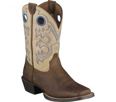 Roughstock looks and top-notch performance Wide square toe and punchy shaft colorsA hard-riding boot for kids Built to grow thanks to Wiggle Room, your kids will be sporting these for a long time