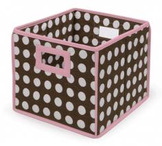 Made from wood and fabric. Set includes 2 baskets. Available in your choice of fabrics. Lightweight with easy-carry handles. 10L x 9W x 11H inches. The Badger Basket Polka Dot Folding Basket - Set of 2 makes clutter control a breeze. Great for kids' rooms these handy folding baskets work well for clothing toys books and more - use them to store things or to do a quick round-up around the house and return everything to its proper place. Each of the two baskets has a lightweight wood frame covered in fabric even on the bottom so they don't scratch your furniture. Easy-tote handles make them perfect for little hands and if you remove the bottom insert the cubes fold flat for storage. Fabric is a cotton/poly blend which can be spot-cleaned as needed. Reinforced binding on the edges resists wear and tear. Each basket measures 10L x 9W x 11H inches. Choose from a variety of polka dot fabric colors. Badger Basket CompanyFor over 65 years Badger Basket Company has been a premier manufacturer of baskets bassinets bassinet bedding changing tables doll furniture hampers toy boxes and more for infants babies and children. Badger Basket Company creates beautiful and comfortable products that are continually updated and refreshed bringing you exciting new styles and fashions that complement the nostalgic and traditional products in the Badger Basket line. For fast organization and pick-up jobs, this set of two polka-dot folding baskets from Badger Basket is a winner. Wood and fabric construction keep them lightweight, even for children, and cloth-reinforced handles on either end make carrying them easy. Because there frames are completely covered with tough, dirt-resistant fabric, these baskets will never scratch your furniture. Remove the bottom inserts and these baskets can be folded flat so that you can tuck them away until you need them again. You can choose from a variety of colors. Color: Brown.