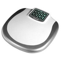 The extra large digits on the XL200 bathroom scale make for easier reading, and the convenient tap-on platform allows you to tap the top of the platform to turn the scale on. Once weight is measured, the display continues to show the weight after you step off the scale. measures up to 440 lbs. (200 kg) in 0.2 lb. (0.1 kg) increments extra large & easy to read display (measuring 5.5x5") slip resistant standing surface automatic shut-off feature ensures long battery life (2 lithium batteries included) durable, light-weight construction Plastic. Measures 13.25x12.5".Wipe with a clean damp cloth. Imported. Lifetime Limited Warranty.