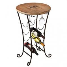 MIDW3571 Features Material: Wood and metal Black finish Traditional style Product Type: Wine bottle rack Finish: Black Material: Metal/Wood Mount Type: Floor Wine Bottle Capacity: 8 Dimensions Overall Height - Top to Bottom: 29.75" Overall Width - Side to Side: 18.13" Overall Depth - Front to Back: 18.13" Overall Product Weight: 7.2 lbs