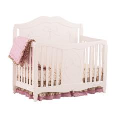 Dimensions: 57.68W x 29.33D x 52.05H in. 4-in-1 crib converts to toddler bed, daybed, and full size bed. Sturdily made of solid wood and wood products. Meets and/or exceeds North American and Canadian safety standards; JPMA certified. Beautiful, durable non-toxic white finish. Shop other coordinating pieces in the Princess Collection. Easy to assemble with permanently attached instructions. With its heirloom scrollwork and elegant bow detailing, the Storkcraft Princess Convertible Crib - White is truly the stuff fairy tales are made of. Designed to grow with your little one through her adolescent years and even all the way to college, this elegant crib converts from a full size crib to a toddler bed, to a daybed, and finally to a full-size bed by adding full-size, double-ended mattress rail (sold separately). The adjustable three-position mattress support base makes sure your little princess sleeps comfortably through every stage of infancy, while all four sides of this crib are stationary for maximum safety. Constructed of solid wood and wood products, this crib is finished in beautiful, non-toxic white to coordinate with any color scheme. The Princess crib is JPMA certified and meets and/or exceeds North American and Canadian safety standards. Additional Features: Adjustable 3-position mattress support base All 4 sides are stationary to add to the security and stability Fits standard size crib mattress (sold separately)Toddler rail is included Full-size bed rails not included About StorkcraftThe mission of Storkcraft is to provide families with the safest, most reliable products for children. Their commitment to innovation and state-of-the-art technology has positioned them as the industry benchmark for superior product quality. For 60 years Storkcraft has exceeded the expectations of customers. Unprecedented growth and success has made Storkcraft one of the largest kids' products suppliers in the world. Storkcraft has emerged not only as a world leader but also as a company that generously supports communities, while practicing social and environmental responsibility. The secret to the company's century of success has been the unwavering loyalty, dedication, and professionalism. They create quality products at affordable prices.