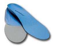 The Superfeet Active Blue Capsule is the most versatile Trim-to-Fit insole in the Superfeet line. Because it's a little thinner, it works well in most lower-volume casual and sport (running, mountain biking, or tennis) shoes, or when you can't remove the inner sole from shoes. It is also ideal for flatter feet that may not tolerate the more supportive Performance Green Capsule. 1) Rear-Foot Control Point Only Superfeet provides this feature to control over-pronation, thus helping keep your foot correctly aligned. Result: less stress on muscles and joints. 2) Mid-Foot Control Point Another Superfeet original. This area stabilizes the mid-foot. Combined with Rear-Foot Control Point, this enables you to use your skeletal strength to your advantage. Result: a very stable foot, creating less muscle fatigue and more endurance. 3) Patented Support Bridge This feature activates all the control points for better balance and alignment during the stride. An essential feature exclusive to the Superfeet synergizer. 4) Long-Wearing Trocellen TM Foam We use only high-quality, durable closed-cell foam. Result: long-lasting comfort for your pursuits. 5) Natural Shock Absorption System Only Superfeet uses this three-part system to naturally soften heel shock. This includes: (a) deep heel pocket to center fat pad (b) slight rocker bottom to allow for some foot roll (c) soft flange to allow for some soft tissue expansion. Result: a soft landing every time. 6) New Etc. Top Cover Only from Superfeet Significantly reduces friction and heat inside the shoe. The Superfeeet synergizer also keeps you cooler in summer and warmer in winter Result: less moisture, blistering and bacteria. SUPERFEET SIZING CHART. Men's: 5.5-7 (C), 7.5-9 (D), 9.5-11 (E), 11.5-13 (F), 13.5-15 (G), 15.5-17 (H). Women's: 4.5-6 (B), 6.5-8 (C), 8.5-10 (D), 10.5-12 (E). Kid's: 11.5-13 (J), 13.5-2 (A), 2.5-4 (B). 2410, SUPERFEET ACTIVE BLUE INSOLES SIZE E