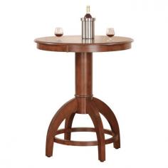 Palm Springs Bar Height Table by Hillsdale 4185PTB. Add panache to your game room or kitchen with Hillsdale Furniture's Palm Springs Pub table and barstools. Finished in a medium brown cherry with brown leather seat cushions and backs, this set combines comfort with casual living. With a transitional half sphere pedestal base this bar height table with 36? diameter top is a perfect complement to the swivel barstools. Composed of solid woods, climate controlled wood composites, and veneers, this ensemble can find a home in your game room, den, or kitchen. Complete your d,cor with the matching game table and chairs. Finish: Medium Brown Cherry Specification This item includes: HD-4185PTB Palm Springs Bar Height Table 42H x 36" Diameter Please refer to the Specifications to determine what items are included since sometimes the image shows more or less items. If you are not sure, please contact us and our customer service will be glad to help.
