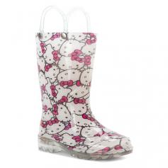Splash, sparkle and flash, Western Chiefs Hello Kitty Lighted Boots let your little girl do all three during rainy days. The glitter-print PVC uppers lock out the wet-weather puddles and rain. Two solid handles make it easy for your child to pull them on. Moisture-absorbing linings help keep her feet warm and dry. Special and fun PVC outsoles blink and flash with every single step. Imported. Ht: 6.75. Kids whole sizes: 8-13,1 medium width. Color: Hello Kitty Glitter. Size: 11. Color: Hello Kitty Glitter. Gender: Female. Age Group: Kids. Pattern: Solid. Type: Rain Boots.