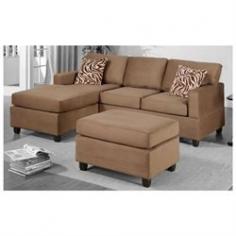 Poundex - Sectionals - F7662 - This sectional collection is available in a multitude of colors in a smooth microfiber. Its versatility and style is great for den and standard living room spaces. Accented with brown and white zebra print pillow, This collection also features a classic plush cocktail ottoman. Enjoy the experience of modern decor with a practical and functional composition. Includes 2-person sofa, L/R-reversible chaise, 32-inch-by-24-inch ottoman, and 2 accent pillows Hardwood frames and legs; upholstered in durable, stain-resistant microfiber With pocket inner spring coils for supportive seat cushions Quality poly fiber fill in 3 back cushions Home assembly required; cushions, parts, hardware, and tools packed under fabric flap in base frames Spot clean Specifications: Overall Dimensions: 35 H x 83 W x 65 DWeight: 180 lbs