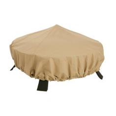 Make sure your fire pit is dry and protected with this Classic Accessories fire pit cover. Product Features: Fade-resistant finish and waterproof backing protect against weather. Padded handles make removal easy. Structured vents allow for circulation. Elastic cord and buckle closures provide a snug fit. Adjustable webbing creates a tailored look. Product Details: 52-in. diameter Fits round fire pits up to 44-in. in diameter Polyester/PVC Wipe clean Manufacturer's 1-year limited warranty Model no. 58992-EC Promotional offers available online at Kohls.com may vary from those offered in Kohl's stores. Size: One Size. Color: Beige/Khaki. Gender: Unisex. Age Group: Adult. Material: Polyester.