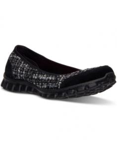 Slip into style with these sassy women's Skechers EZ Flex 2 casual flats, perfect with pants or a skirt. In black. SHOE FEATURES Casual flat style Contrasting fabric design Suede toe & heel panels Treaded, flexible sole SHOE CONSTRUCTION Suede, faux fabric upper & lining Manmade, rubber outsole SHOE DETAILS Round toe Slip-on Padded footbed Size: 7. Color: Black. Gender: Female. Age Group: Kids. Pattern: Pattern. Material: Rubber/Suede.