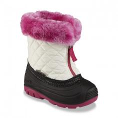 Your cutie ball will look adorable in the Fluffball from Kamik Kids! Waterproof satin quilted nylon upper. Fixed faux fur lining is soft and adds warmth. Zipper closure at front makes it easy to get their feet in the boot. Lightweight and waterproof synthetic rubber shell. SNOWPAW Synthetic Rubber (HE) outsole provides excellent traction in snowy conditions. Temperature rating: -10&deg;F/-23&deg;C.Made in Canada. Measurements: Weight: 7 ozProduct measurements were taken using size 9 Toddler, width M. Please note that measurements may vary by size.