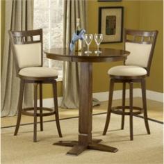 Jeffereson 3-Piece Cherry Pub Set - Hillsdale Furniture 4975PTBBRNS2JF Who says fabulous designer looks come only at designer prices? The Hillsdale Furniture Dynamic Designs bistro collection offers any home owner the opportunity to add style to their homes without breaking the bank. The 36" diameter table is available in either all Brown Cherry finish or in a two-toned Brown Cherry top with Black base, lending itself to a myriad of looks as you choose the matching swivel stool that will best suit your home. Finish: Brown Cherry Dimensions: Table: 36"(D) x 40"(H) Stool: 46.75"(H) x 18.25"(W) x 21.5"(D) Seat Height: 30" Item Weight: Approximately 92 lbs.