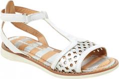 This seasonal beauty is sure to be a summer hit! Faux leather upper in a modern T-strap silhouette. Hook-and-loop closure for easy on and off. Synthetic lining and lightly cushioned footbed. Durable rubber outsole. Imported. Measurements: Heel Height: 1 2 inWeight: 6 ozProduct measurements were taken using size 2 Little Kid, width M. Please note that measurements may vary by size.