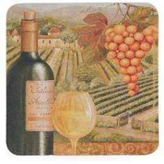 Keep your wooden surfaces shining like new with the help of these charming drink coasters. Made of absorbent pulpboard, each of the eight wine coasters in this set will soak up any condensation from your glass, so you'll never leave hideous rings on your bar, counter, or other wooden surface. They're decorated with a pastoral image of a sun-drenched country farm with a bottle of chardonnay and white grapes catching your eye in the foreground. Add some rustic charm to your space and protect your wood at the same time. Sounds like a win-win, right? Grab your chardonnay coaster set now! Specs: Dimensions: 4W x 4D. Includes: (8) Coasters