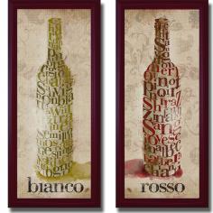 Text becomes its own artistic element in this celebration of vineyard delights. This artist grade canvas is UV coated to prevent fading and includes a ready to hang contemporary mahogany frame. Artist: Sd Graphics Title: Blanco and Rosso Wine Product Type: Framed 2-piece Canvas Art Set Style: Contemporary Format: Vertical Size: Small Subject: Cuisine Image Dimensions: 20 inches high x 8 inches wide Outside Dimensions: 24 inches High x 12 inches Wide x 1.5 inches Deep (Each) This canvas is being custom built for you. Please allow 10 business days for the product to leave our warehouse.