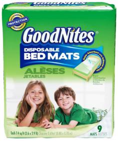 Find baby changing and multi-use pads at Target.com! Goodnites disposable bed mats are the simple, effective solution that helps protect sheets and a child s confidence for a better night. Each mat is made of soft and quiet material, a super-absorbent core, and a leakage barrier for comfortable and outstanding protection. Made of soft and quiet material. super-absorbent core. leakage barrier for comfortable and outstanding protection. Features a non-residue adhesive to hold mats securely in place.