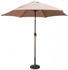 9' Bronze Aluminum Poly Market Umbrella, Beige9-Foot Market Umbrella with beige polyester cover6-fiber glass ribs for extra strength and 1 3/8-inch center pole. Includes single wind vent for stability.3 -Position Tilt; Crank Lift for easy opening and closing Finial, Push Button CouplingAlso available with a Canvas Polyester Cover. Need more information on this product? Click here to ask.