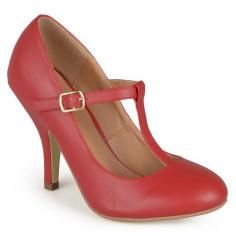 These lovely women's Journee Collection T-strap pumps add a nice touch to your favorite ensemble. SHOE FEATURES T-strap design Matte finish SHOE CONSTRUCTION Manmade upper & lining Rubber outsole SHOE DETAILS Round toe Buckle closure Lightly padded footbed 4-in. heel Promotional offers available online at Kohls.com may vary from those offered in Kohl's stores. Size: 6. Color: Red. Gender: Female. Age Group: Kids. Pattern: Solid. Material: Rubber.