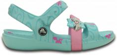 Make every day an adventure the Crocs Girls' Keeley Frozen Fever Sandal. Topped off with her favorite Anna(TM) or Elsa(TM) charm, this sandal features a Croslite(TM) foam construction delivers the soft, cushioning comfort all day long. Composition Croslite(TM) foam construction: Keeps them light and comfortable. Details Girls' Frozen(TM) sandal. Lightweight and fun-to-wear sandal. Hook-and-loop closure system: For easy on and off. Permanent charm with Anna(TM) or Elsa(TM) from Disney's Frozen Fever(TM). Iconic, original Croslite(TM) cushion that kids love. About Crocs: Crocs(TM) have become a leader in the footwear industry. The company's trademark colorful slip-on shoes have gained a rapid following in the watersports arena and in mainstream fashion. Crocs are made from a material called Croslite(TM). The material is a proprietary closed-cell resin, which is what makes Crocs unique from other comfort shoes. They become more comfortable the more you wear them because as you walk, the heat from your foot molds the shoe to fit you perfectly. As an added bonus, the anti-microbial footbed and air holes make the shoe odor resistant. Crocs are designed for men, women, and children of all ages. These slip resistant, lightweight, comfortable, and fashionable shoes are perfect for the pool deck or strolling around town.