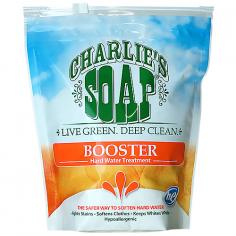 Charlie's Soap - Booster & Hard Water Treatment - 2.64 lbs. (1.2 kg)Want to beat hard water, keep your clothes clean and protect the environment? Charlie's Soap Booster & Hard Water Treatment uses a biodegradable phosphate that leaves no residue on your clothes while softening your wash water. Certain phosphates can safely eliminate these problems and be environmentally friendly. They're only a problem with overuse. If hard water is an issue, why not use an environmentally-safe product (theirs) rather than take a chance with other detergents that put bad things into the environment? The advantage of using Charlie's Soap with our new Booster & Hard Water Treatment is that you get the benefit of really clean clothes without a lot of chemicals left behind. It's boost for their Powder or Liquid to give you the best of both worlds. What's in Charlie's Soap Their formulas are what make them special. They have been fully tested for non-toxicity (Duke University) and biodegradability (Japan Food Research Labs) and effectiveness (SGS US Testing Labs). They are unique and, following the practices of Coca-Cola, secret. A secret formula doesn't keep folks from drinking Coke, right? But consumers have a right to know what's inside the products so that folks can better make up their minds whether they want to use their products. Charlie's Soap's ingredients can be separated into two categories: biodegradable ingredients and natural mineral ingredients. The United States federal government requires that a product biodegrade 80% in 28 days before it can be labeled biodegradable. As tested by the Japan Food Research Laboratories, their biodegradable ingredients degrade by 97.3% in 28 days in soil. The rest of their ingredients fall under the natural mineral category. Their products are rated safe for use around lakes and streams and have been approved by the USDA for use around food preparing surfaces. They are non-toxic.