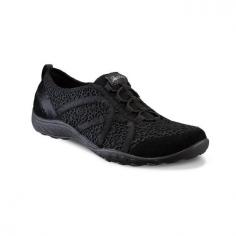 Effortless comfort and style in these women's Skechers Relaxed Fit Breathe Easy Meadows shoes. SHOE FEATURES All over floral patterned eyelet weave fabric Slip on bungee laced sporty casual comfort sneaker design Subtle tone-on-tone stripe design on toe and heel overlays Satiny fabric side stripe overlay detail Heel stripe with top pull on loop Soft fabric collar trim with zigzag stitching detail Bungee stretch laced front panel for easy slip on fit Relaxed Fit design for a roomy comfortable fit SHOE CONSTRUCTION Fabric upper Fabric lining Rubber outsole SHOE DETAILS Slip-on Padded footbed Promotional offers available online at Kohls.com may vary from those offered in Kohl's stores. Size: 8.5. Color: Black. Gender: Female. Age Group: Kids. Pattern: Floral. Material: Rubber.