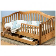 Your little one isn't so little anymore, so the Grande Toddler Bed with Drawer marks that transition fittingly. This bed has rails around three and a half sides of the bed, so it has the same familiar feel of the old crib, but it provides the independence of a bed. It's also positioned close enough to the ground that getting in and out is no problem for even the smallest of toddlers. A drawer is included under the bed to add extra storage space for all those toys and books. Recommended for children 18 months to 5 years or up to 50 pounds. Dimensions: 56L x 30W x 36H inches. About Sorelle Sorelle cribs, changing tables, and cradles are custom-made with European style for safety, quality, comfort, and beauty. They feature elegant yet simple designs that flawlessly wed form and function. Sorelle Furniture is at home in any decor, from traditional to contemporary. Sorelle's complete room collections, including items for older children, grow with your child. Affordably priced, Sorelle Furniture is backed by a family-owned company in business for over 25 years that stands behind its products.